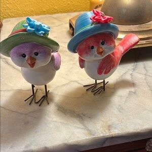 Charming Bird Figurines with Hats